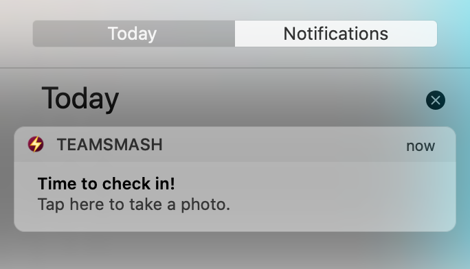 TeamSmash - Notification Reminders so you know when to snap a pic